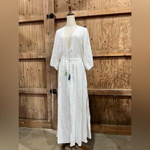 BIRD & KNOLL ALEJANDRA MAXI DRESS Gauzy Resortwear Vacation Lougewear Size Large